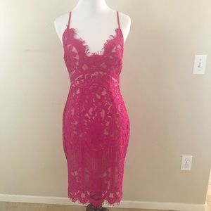 Hot Miami Styles Pink (Magenta/Fushia) Lace Dress
